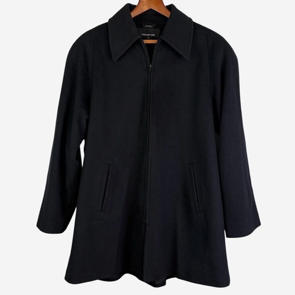Jones New York Wool Swing Coat Size 12 Black Full Zip Pockets Lined - Picture 3 of 10